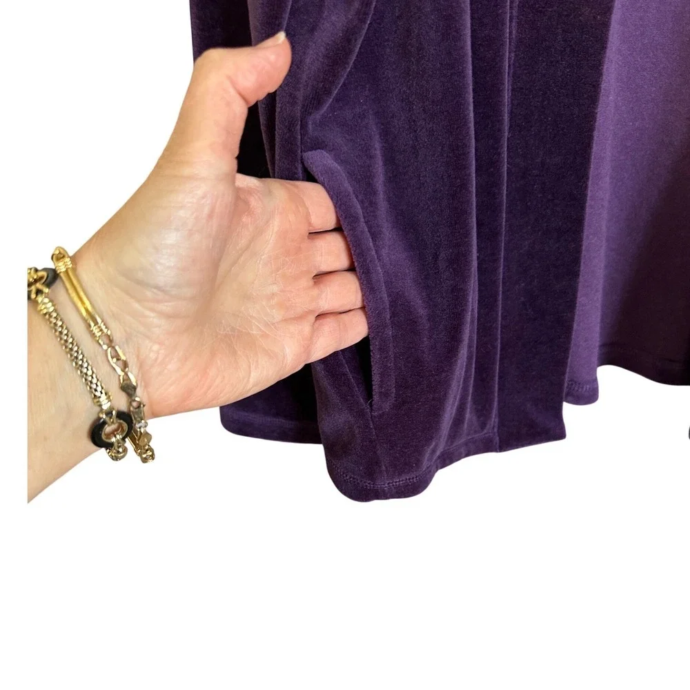 Talbots Petites Purple Velvet Velour Open Front Cardigan Jacket Sz LP Luxury - Picture 6 of 6